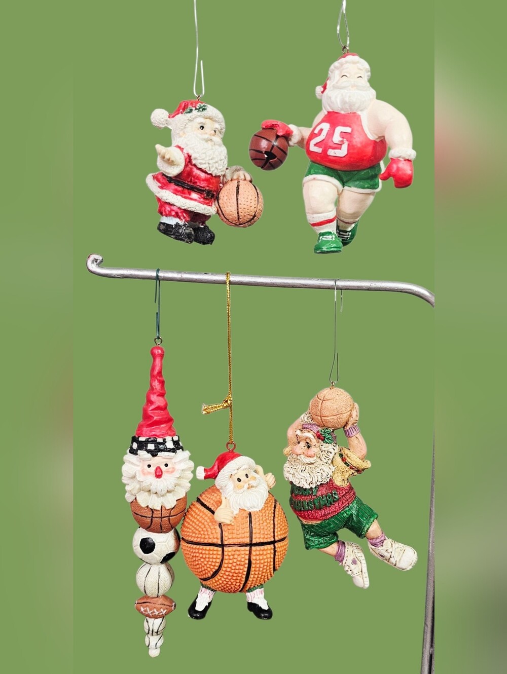 Lot 10 Basketball Santa Christmas Ornaments Sports Holiday Resin Decor Vintage